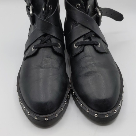 All Saints Leather Embellished Combat Boots 37/6 - Picture 5 of 11